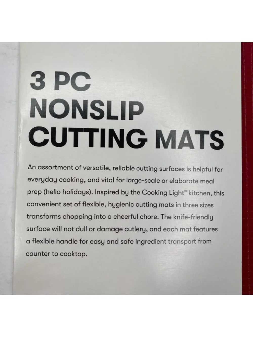 3 Pc Cooking Light Non-Slip Flexible Cutting Mats Red Dishwasher Safe Small Medi